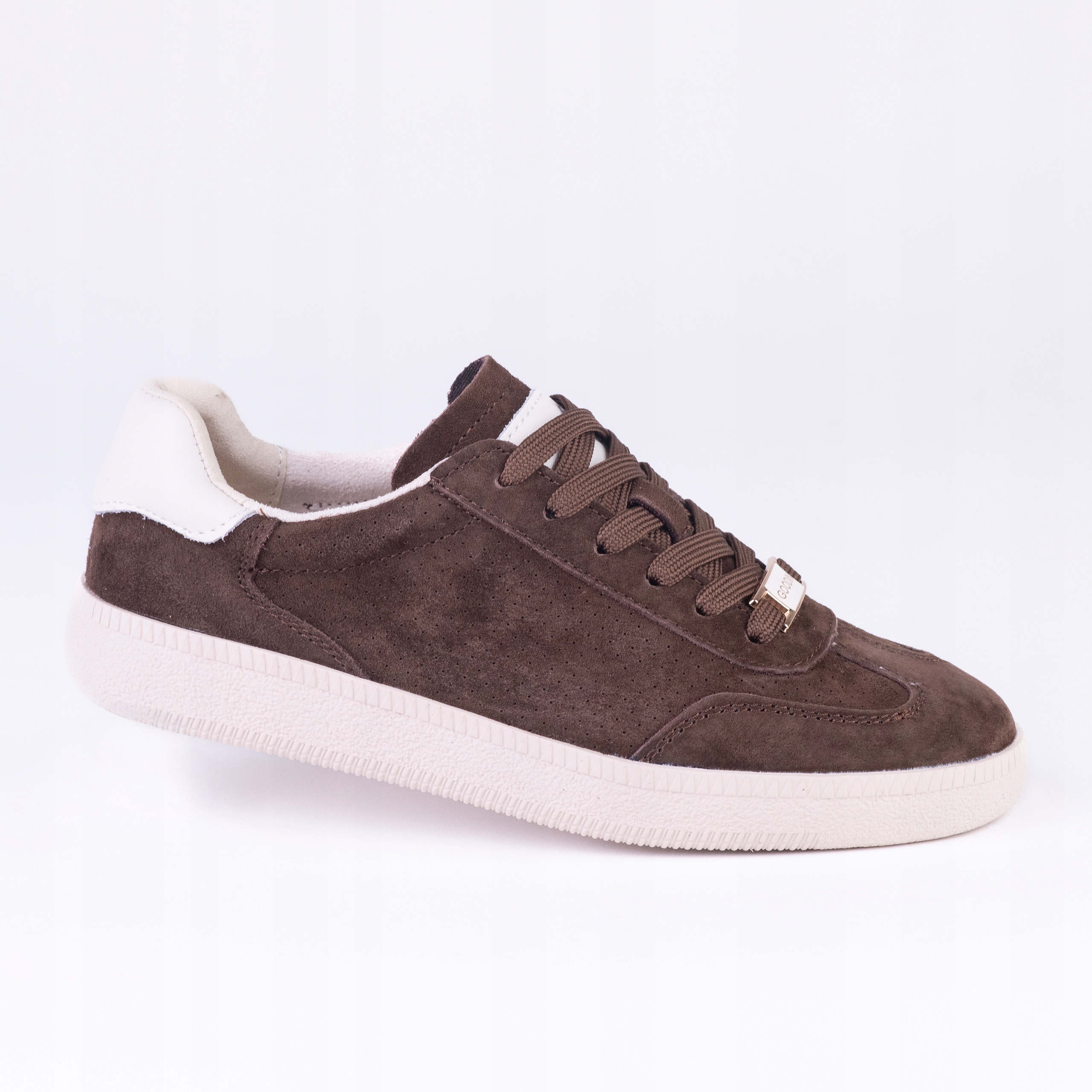 Dámské kožené tenisky Goodin GD-XW-1016 ažurová semišová klasika hnědá 36