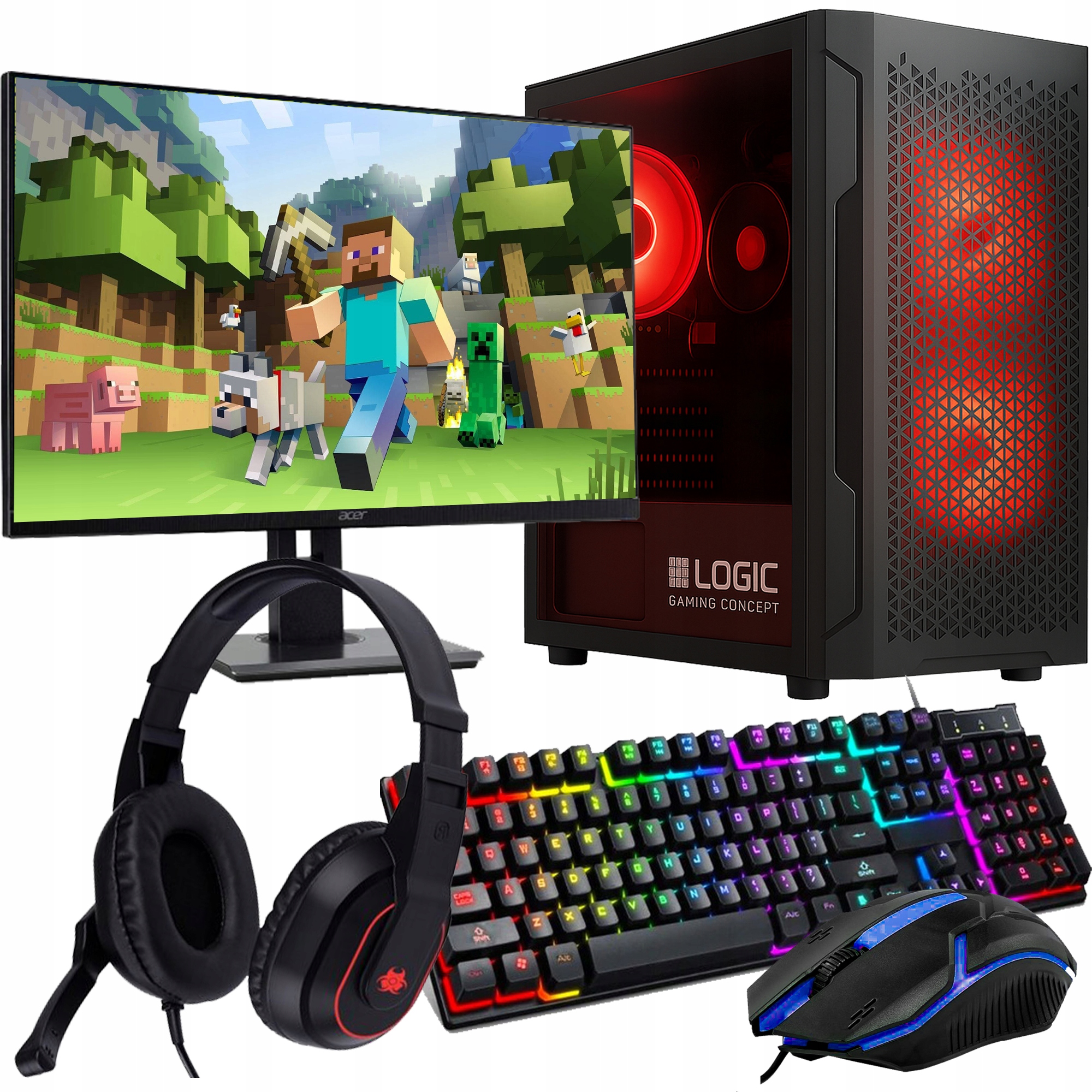 Zestaw KOMPUTER GAMINGOWY DO GIER Ryzen 5 5600G RADEON 1TB/16GB WIN MONITOR