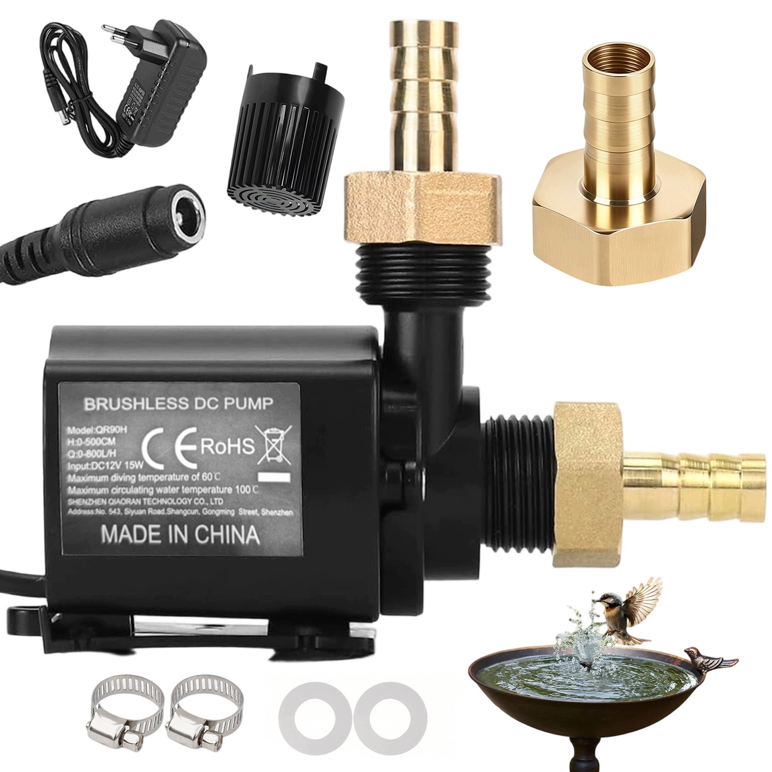 Průtokové Čerpadlo Pro Kapalinovou Vodu 800 L/h 12 V 15 W, Bezkartáčové Čerpadlo