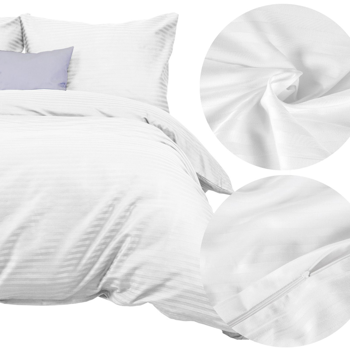 Posteľná Bielizeň 160 x 200 3 dielov Satén z bavlny Exclusive Cizgili Komplet Pásy