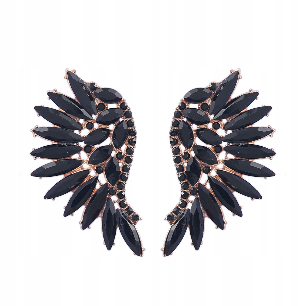 

Kolczyki czarne z cyrkoniami skrzydła cyrkonie