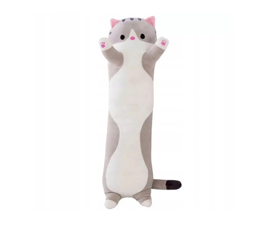 DŁUGI Kotek Poduszka Pluszak Kot Maskotka 70 CM