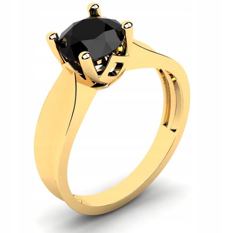 

Pierścionek Złoty Szeroki Z Czarną Cyrkonią 14KR