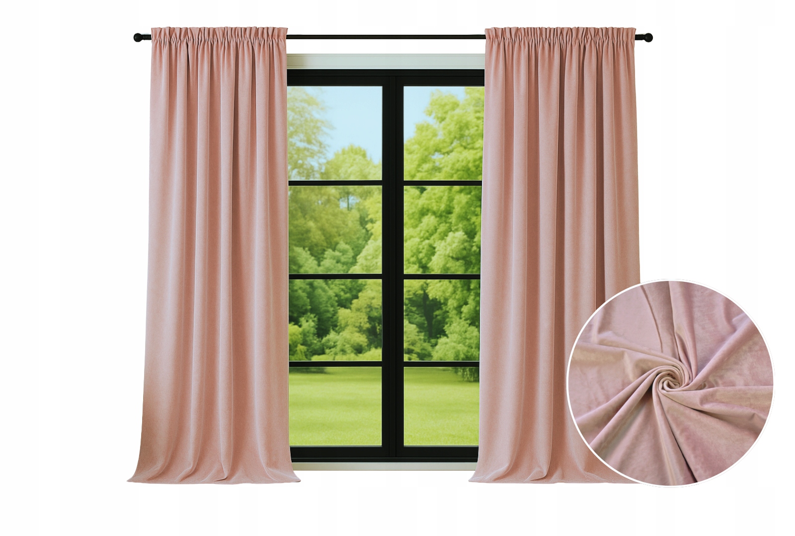 2x Závěs Sametová Závěsa 140x220cm elegantní měkká do obývacího pokoje, Práškově Růžová