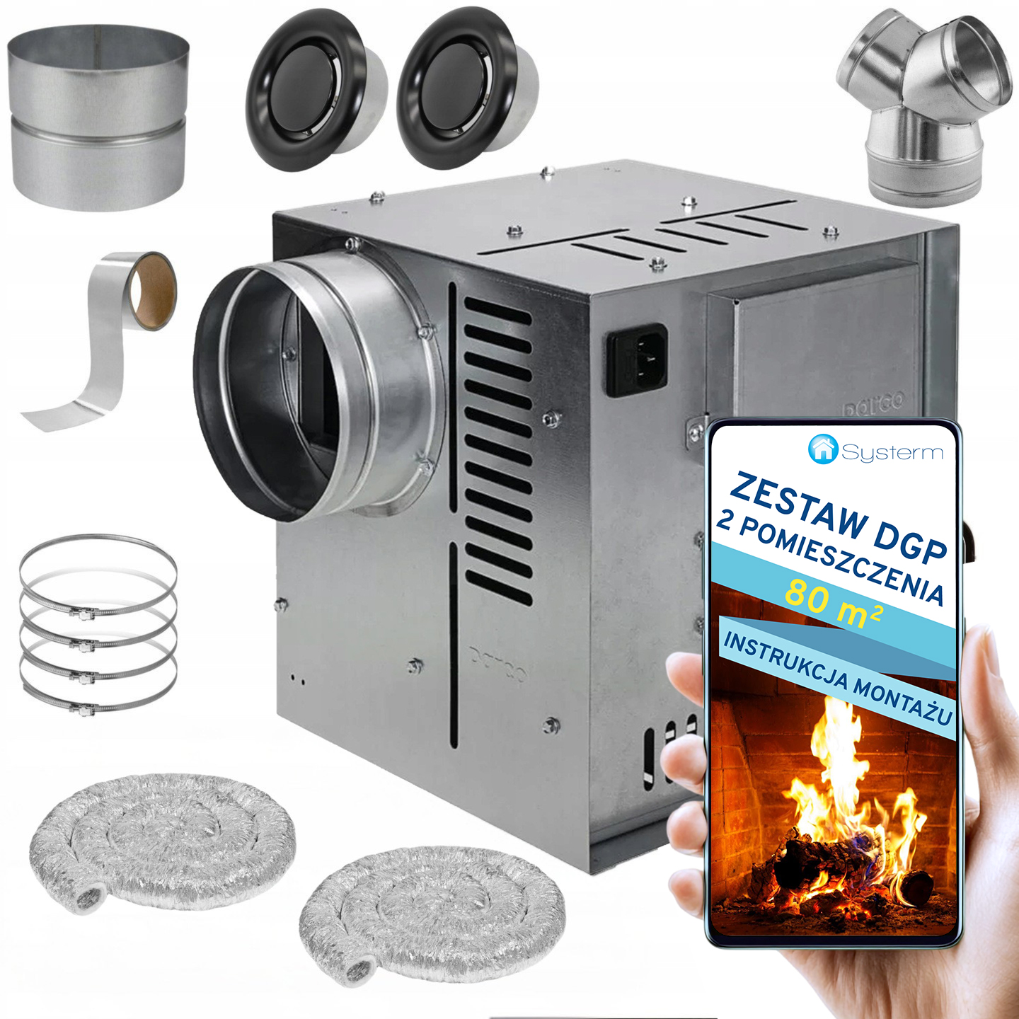 Komínová Turbína Ventilátor Komínový Set Dgp 2 miestnosti 80 m2