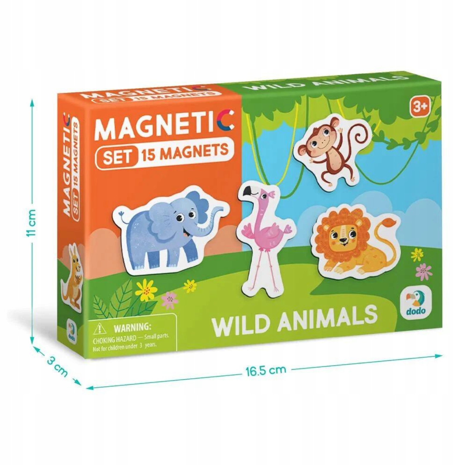 ZESTAW MAGNESÓW DZIKIE ZWIERZĘTA 15 ELEMENTÓW KOLOROWYCH UROCZYCH MAGNESÓW Płeć dziewczynki unisex