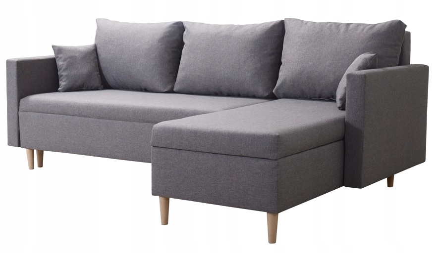 NOWOCZESNY NAROŻNIK z FUNKCJA SPANIA ROZKŁADANY SCANDIK + 2x pojemnik Marka DM-SM