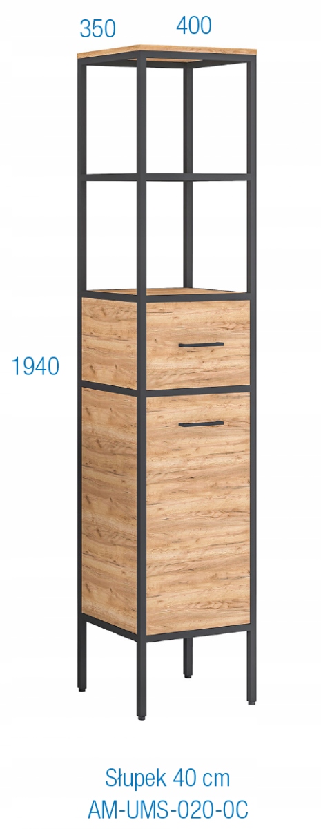 Słupek z szufladą i drzwiczkami MODUS LOFT Materiał płyta wiórowa
