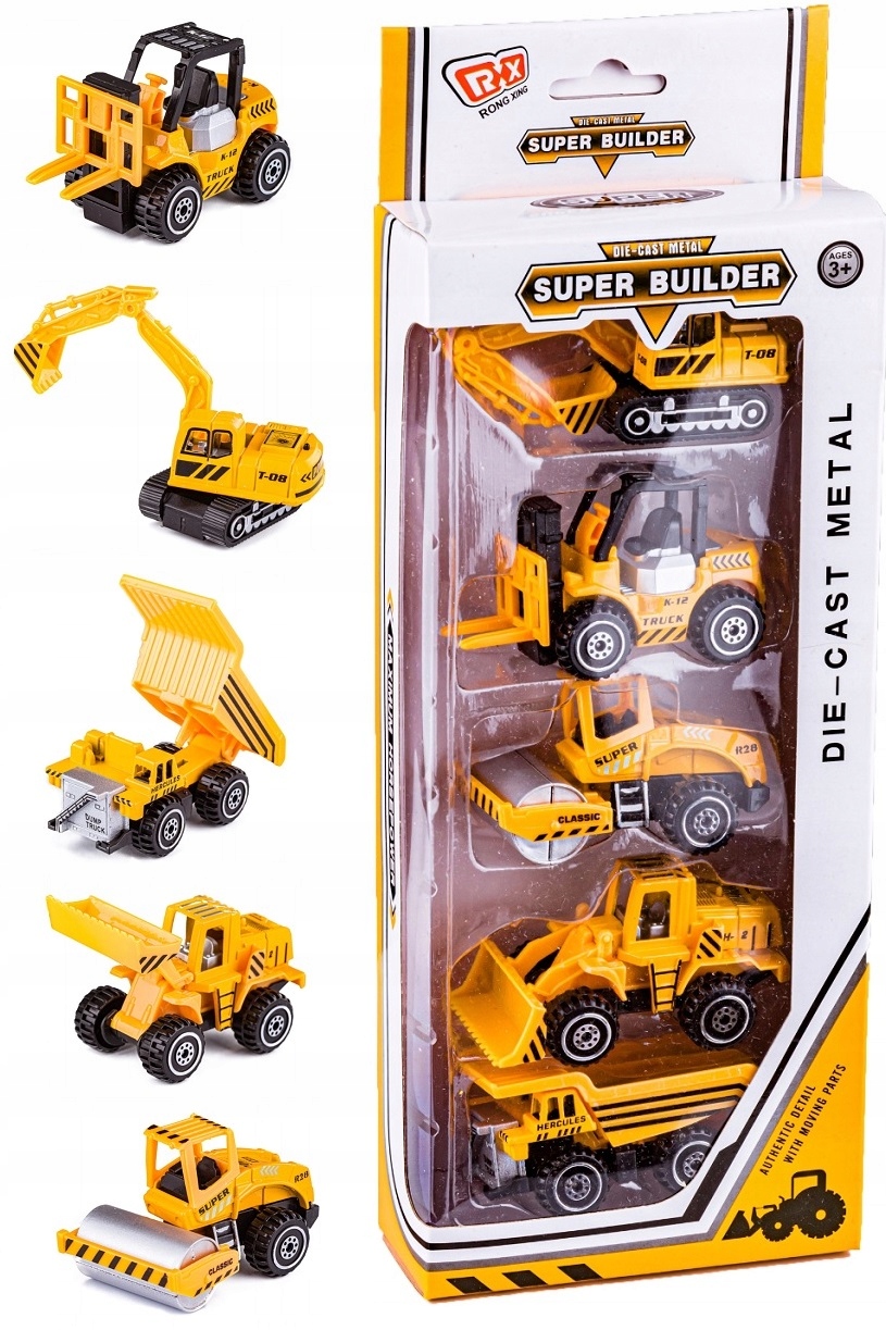 

Autka 5szt Pojazdy Budowlane koparka autko zabawka