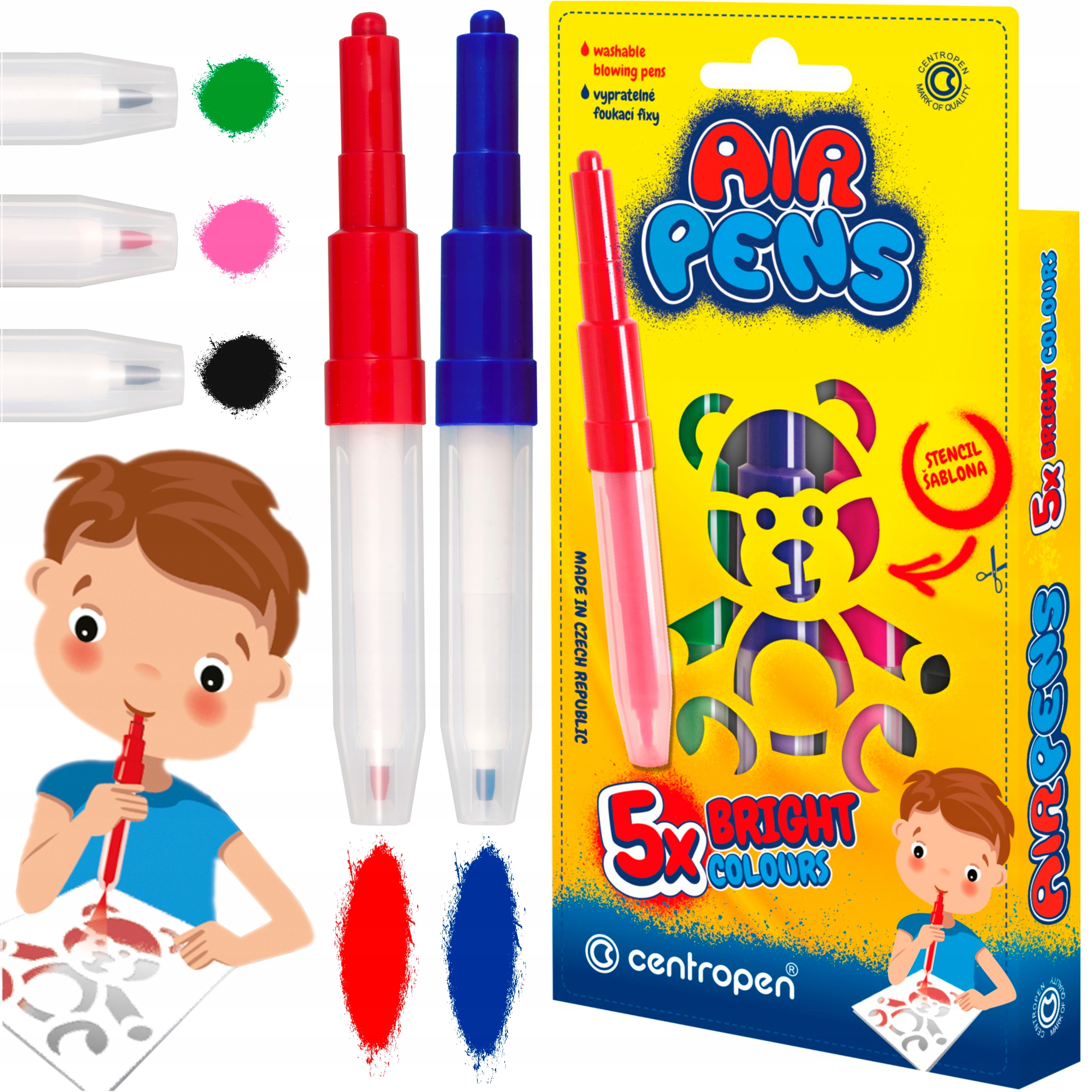 

Dmuchane flamastry Airpen Colours 5 +1 szablon