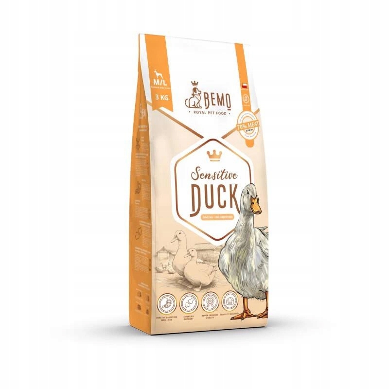 Bemo Karma sucha dla psów kaczka monobiałkowa hipoalergiczna M/L 3 kg