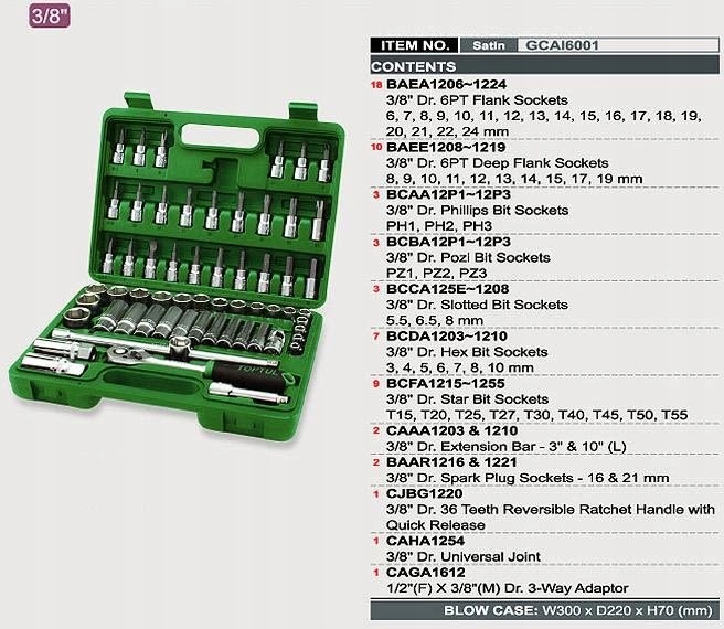 Zestaw narzędzi TOPTUL GCAI6001 Kod producenta GCAI6001