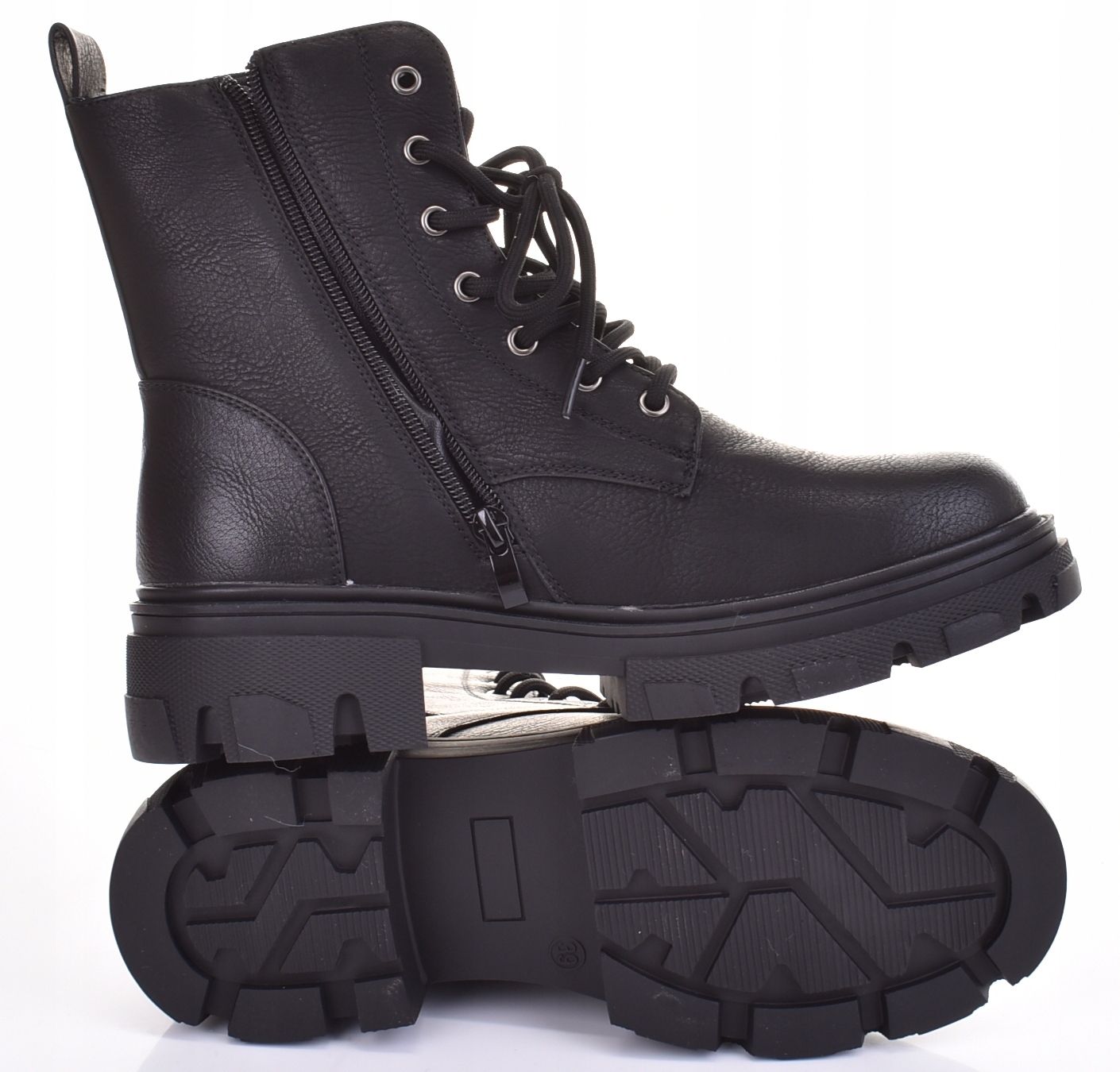 Dámské Sněhule Workery Zateplené Traperky Zip Ekokožené Černé