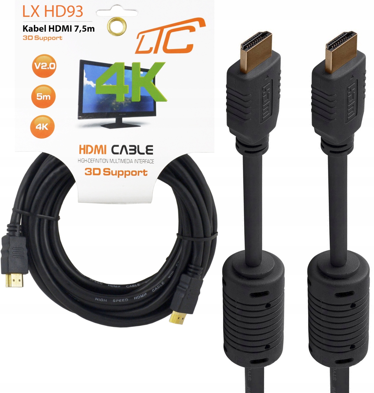 

Kabel Przewód 7,5M Hdmi Hdmi V2.0 Hd 3D 4K Full Hd