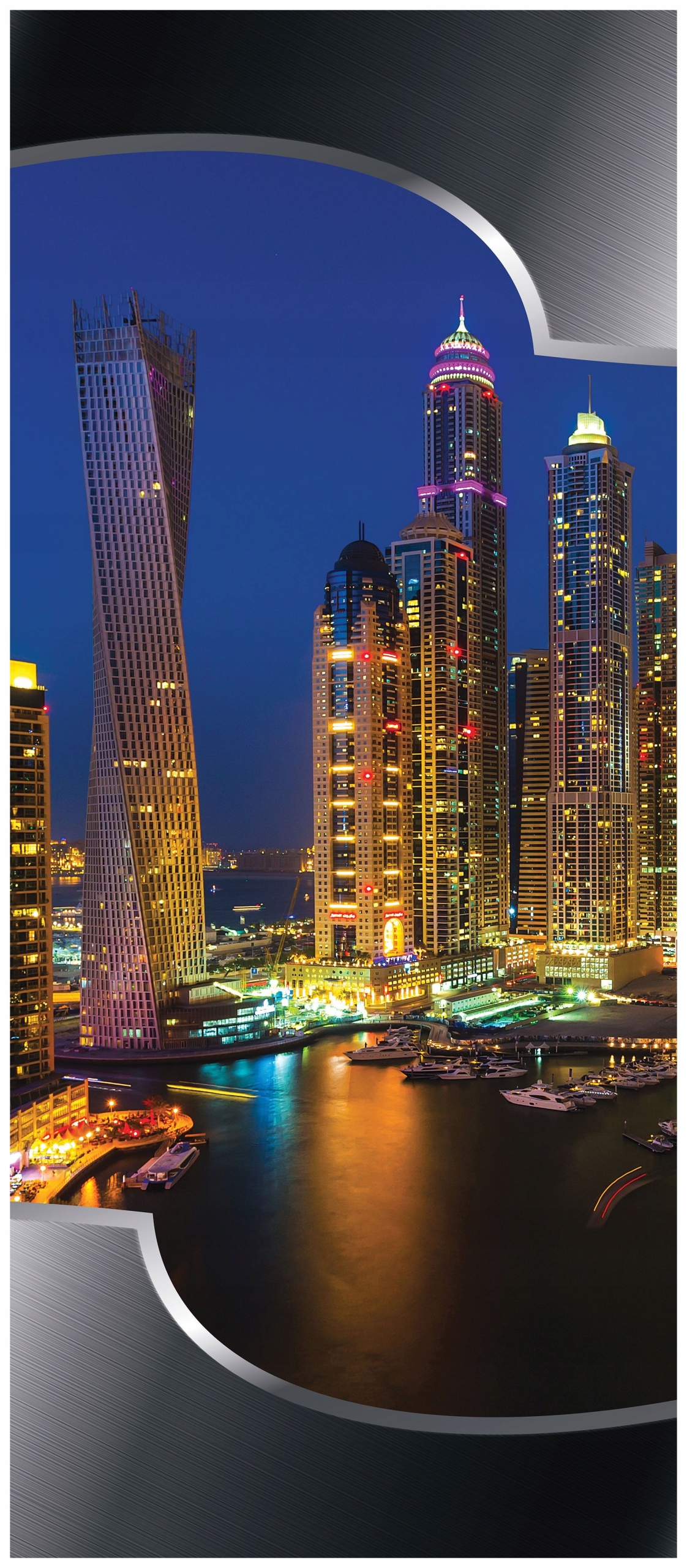 Samolepka Tapeta Dubai v noci panorama města mrakodrapy 91x211