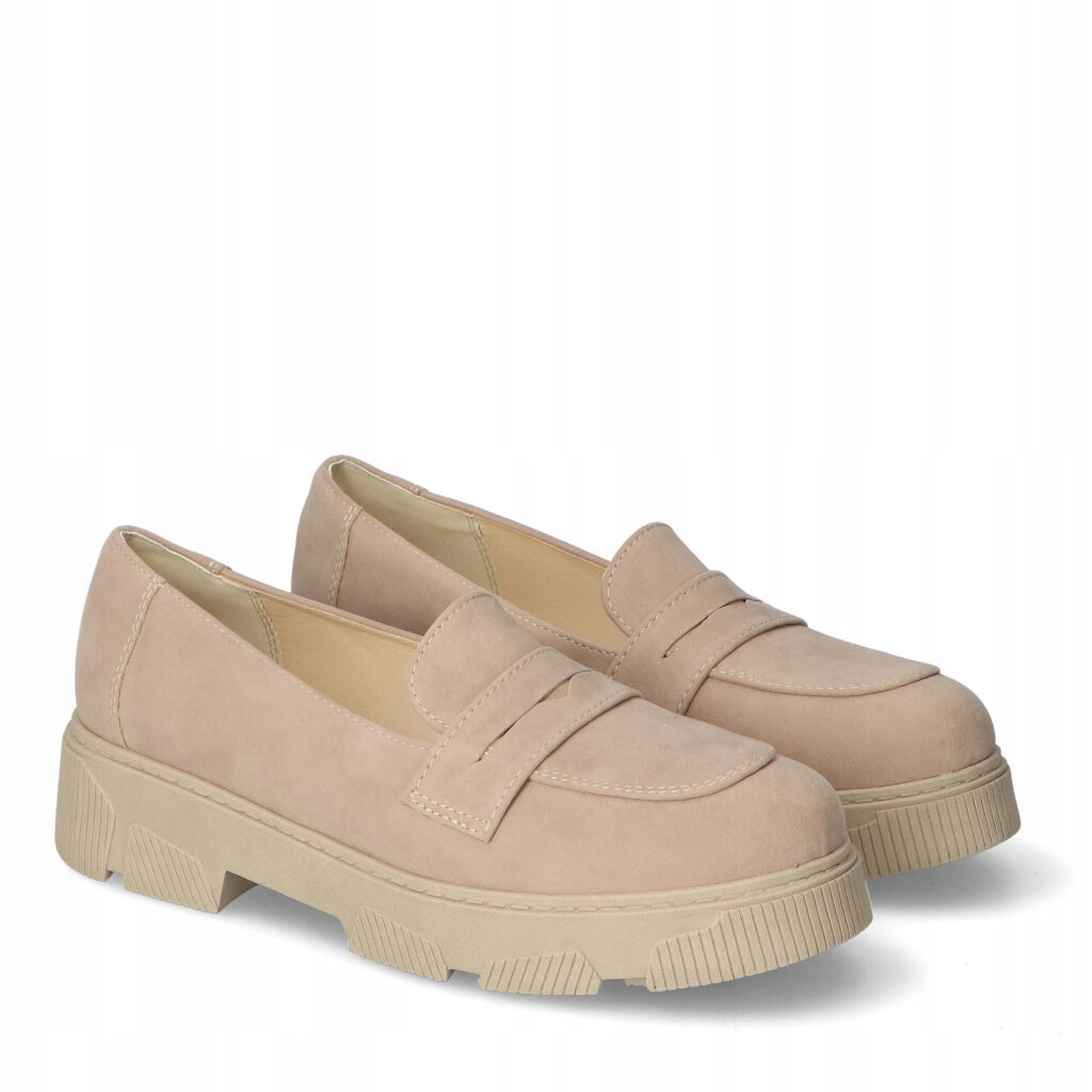 Mokasyny Kamex-but Maren Beżowe Zamsz Wysokość obcasa/platformy 4 cm