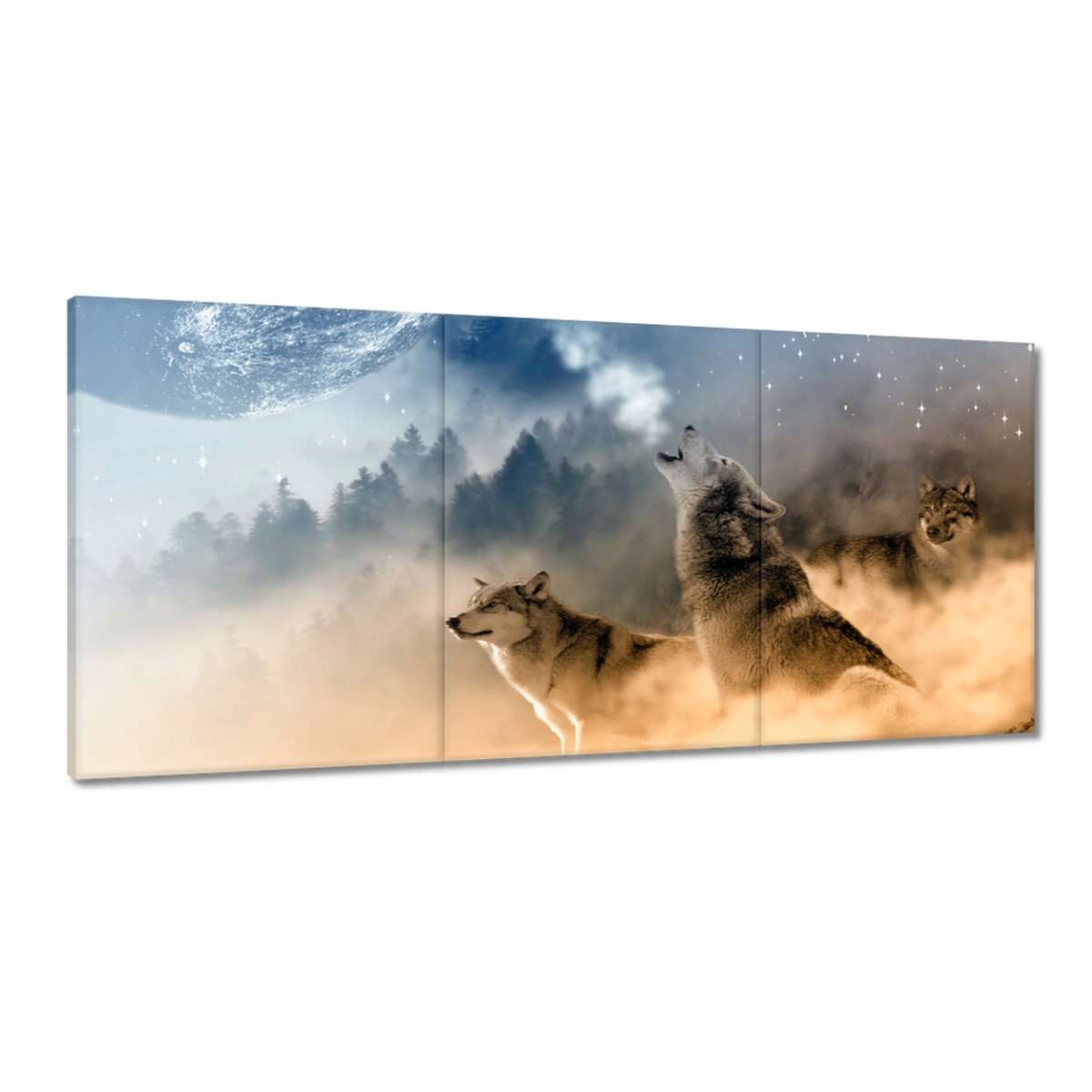 Obrazy 210x100 Vlk vyčnievajúci k mesiacu
