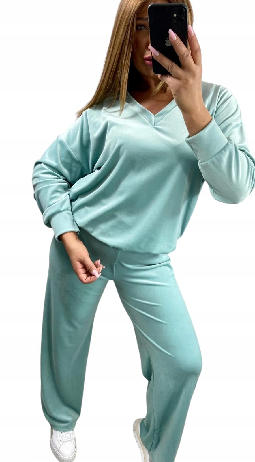 Z934 Teplákovka Velurový Hladký Seledinový vel. 56 (8XL)
