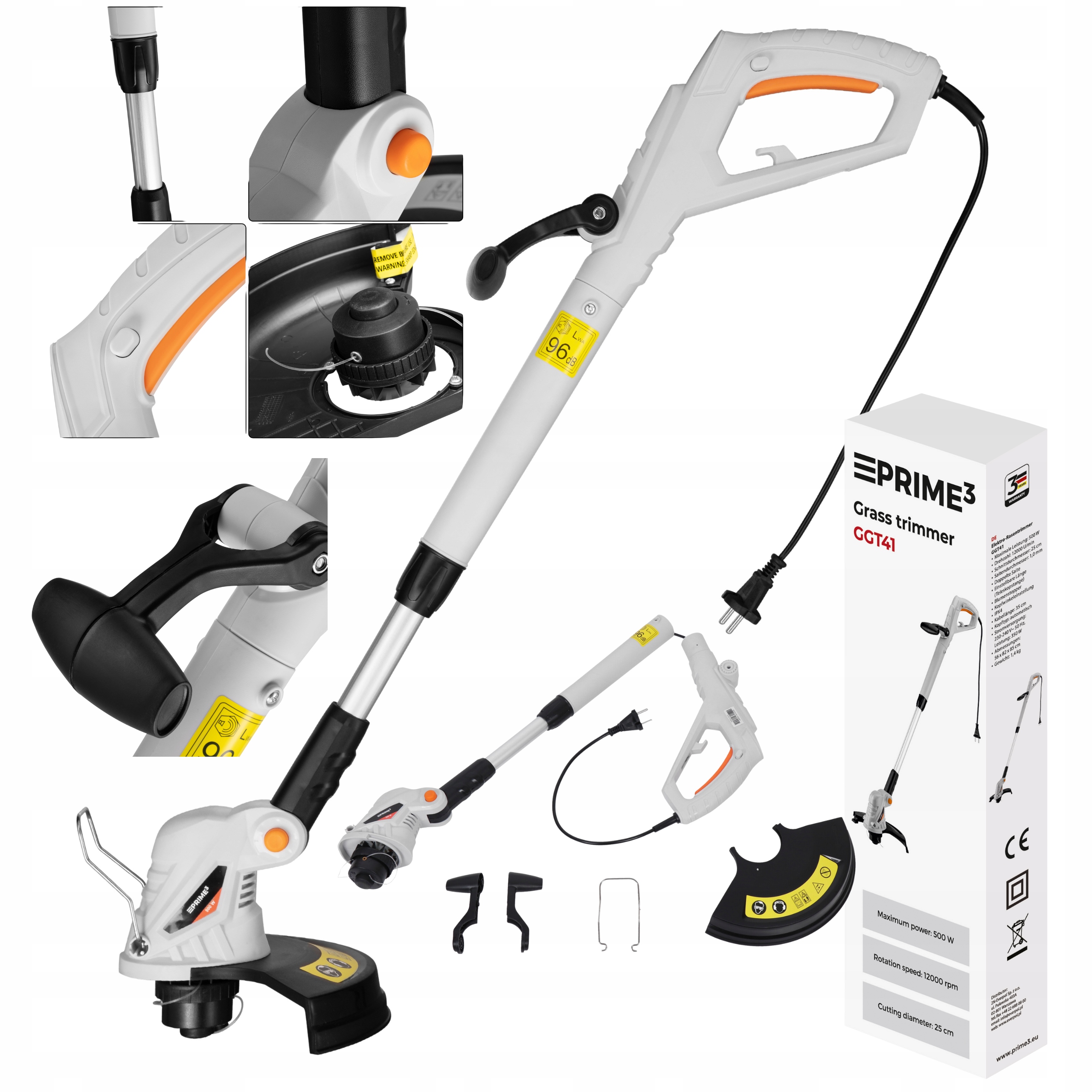 Podkaszarka Wykaszarka Kosa Do Trawy 500W 25 CM Teleskop Ogranicznik GGT41