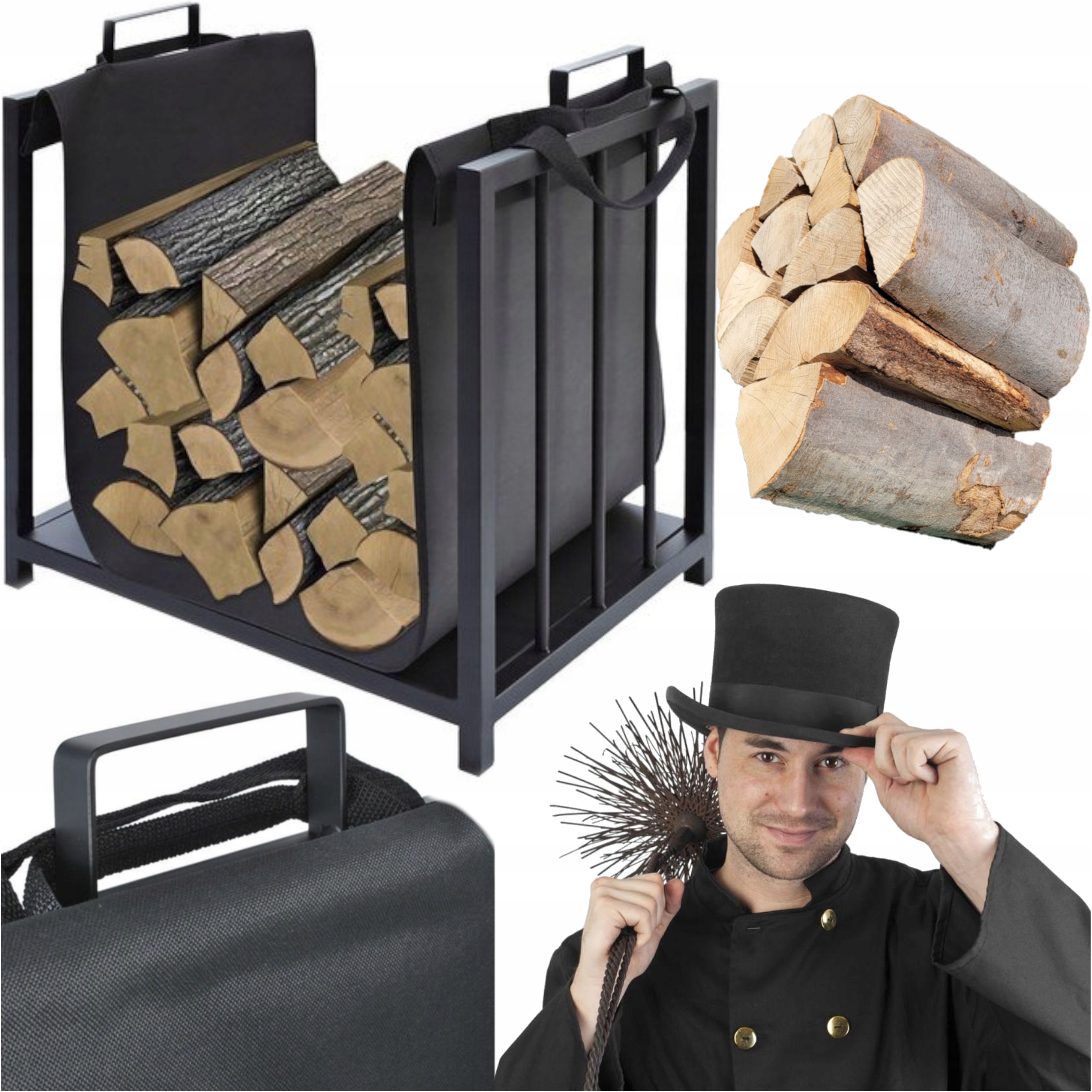 Stojan Na Palivové Dřevo 3v1 Krbový Regál S Přenosnou Rukojetí Na Dřevo