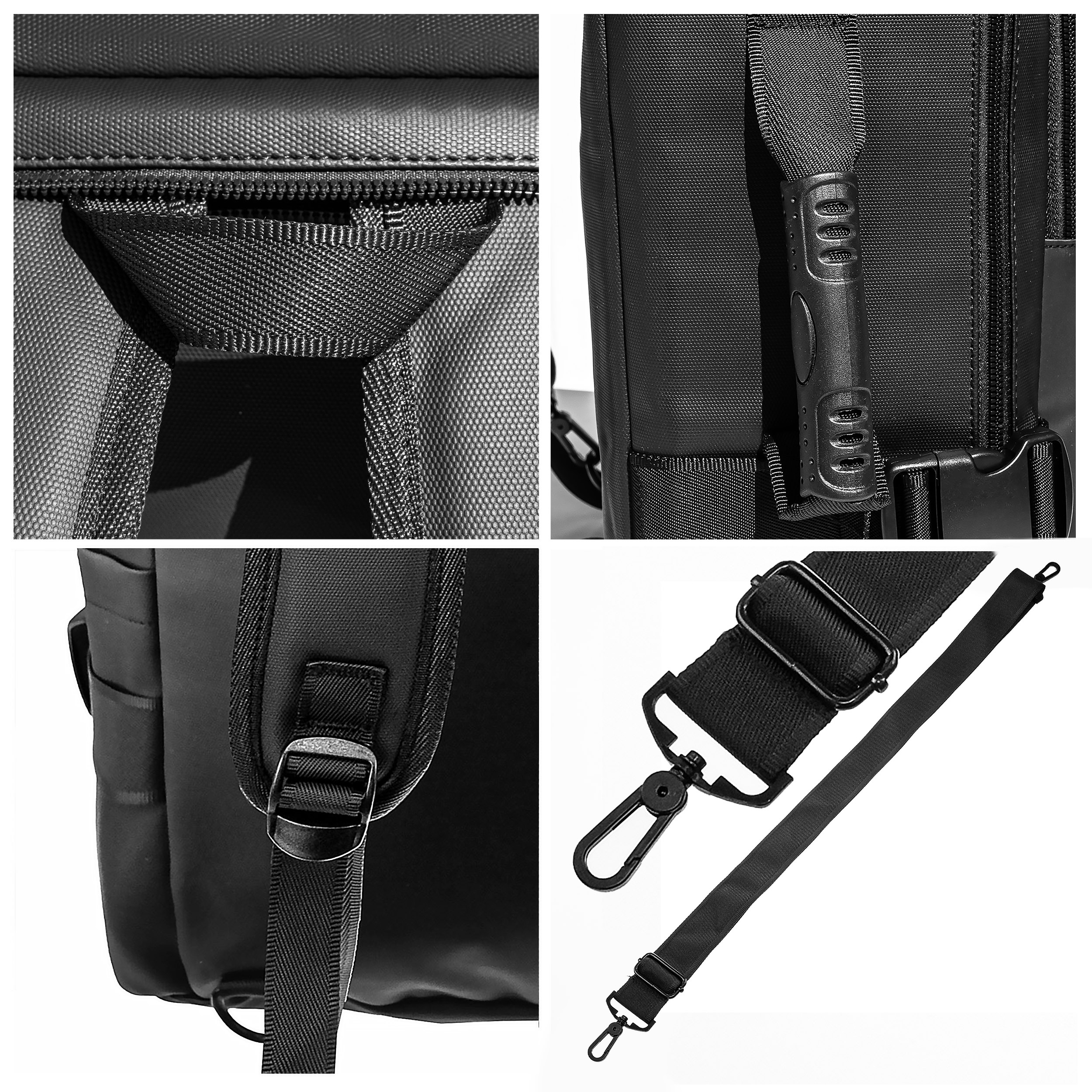 PLECAK DO SAMOLOTU PODRÓŻNY BAGAŻ PODRĘCZNY TORBA PODRÓŻNA MAŁA 3W1 CZARNY Materiał dominujący nylon