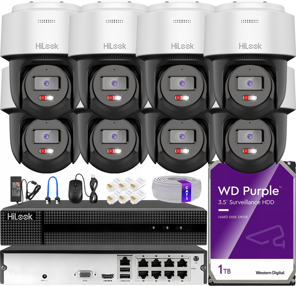 Sada monitroingu Ip 8 kamier 4Mpx 360° Sledovanie Detekcia Záznamník 1TB