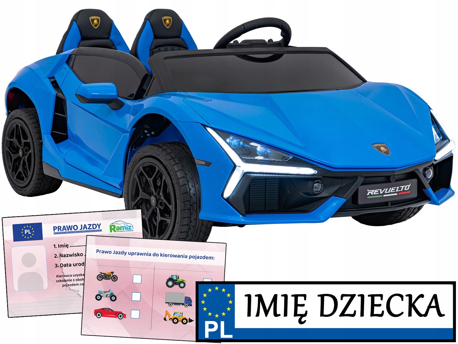 mocne Auto Dla Dzieci na akumulator Lamborghini Revuelto XL Strong tablica