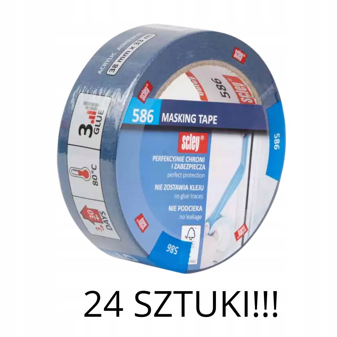Sada 24-PACKOVÁ Odolná Modrá Maliarska Páska 38MMx33M Scley