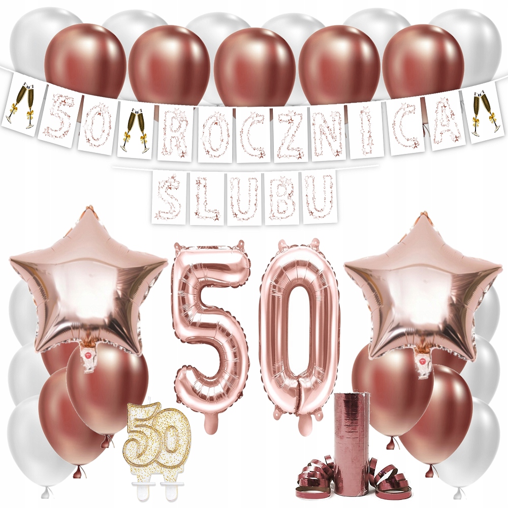 

Zestaw Balony 50 Rocznica Ślubu Rose Gold