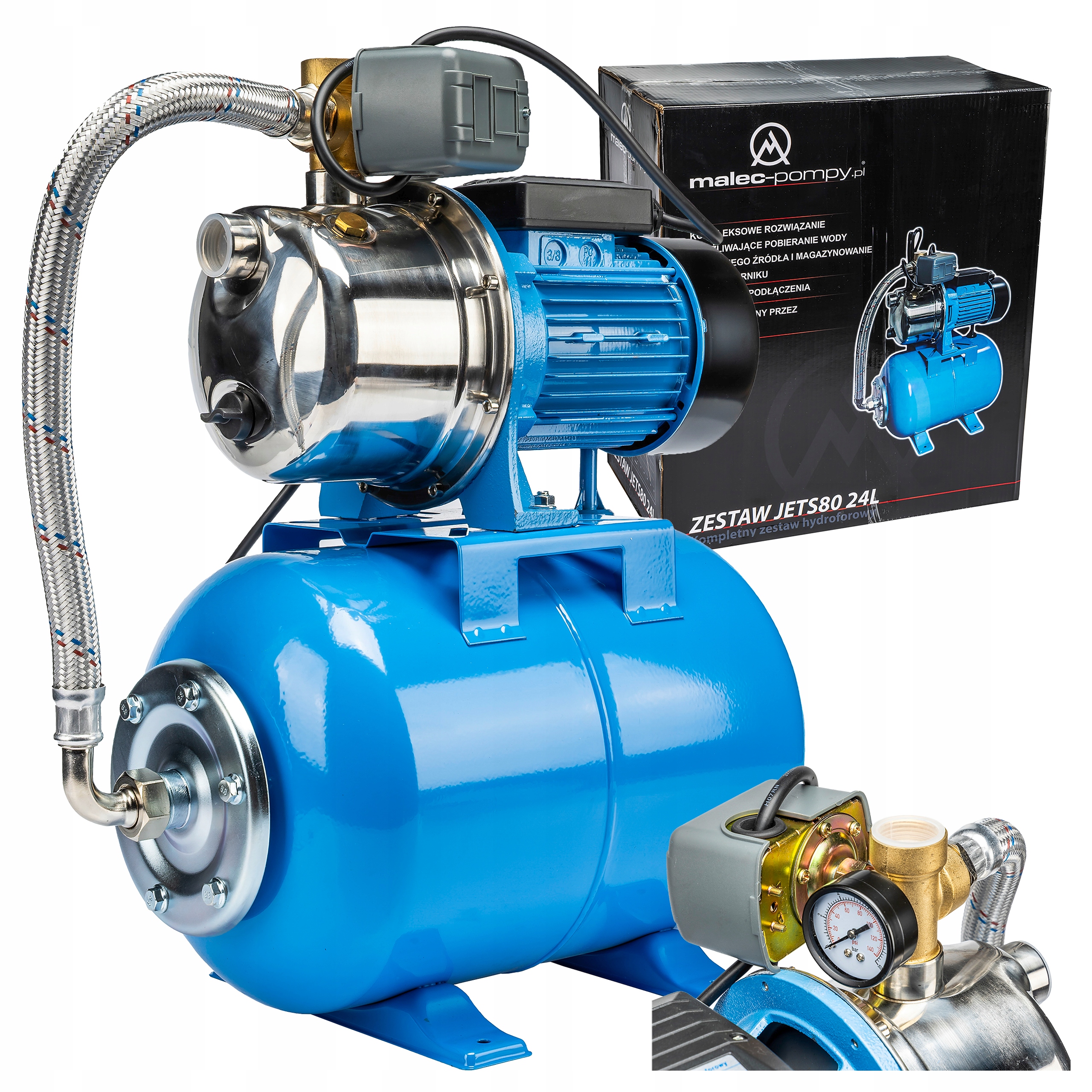 Zestaw Hydroforowy Pompa JETS80 Plus Zbiornik Przeponowy 24L Max 4,5 Bar