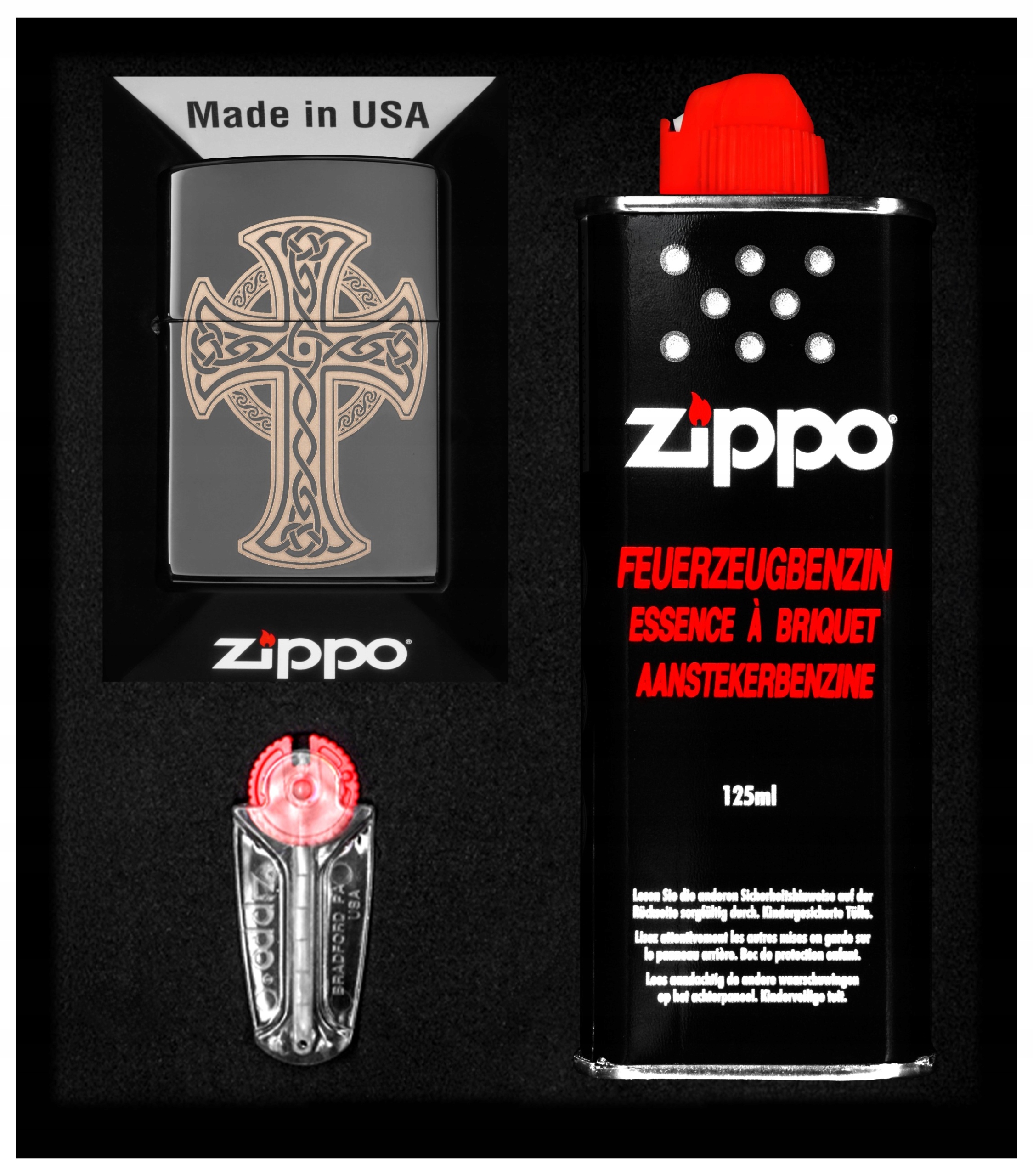 Sada Zippo Zapalovač Celtic Cross Design Dárkový No1