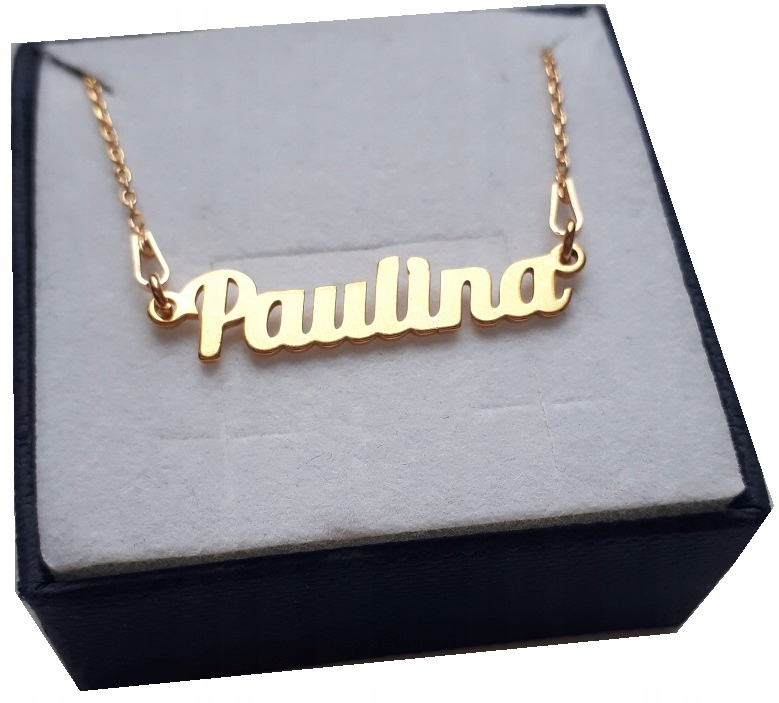 

Złoty naszyjnik imiennik imię Paulina srebro 925