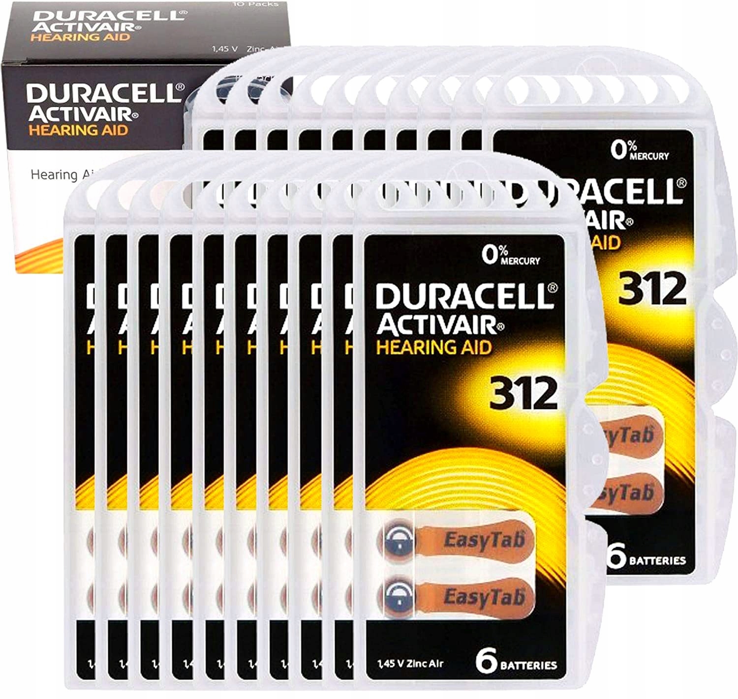 

Baterie Słuchowe Duracell 312 ActivAir PR41 120szt