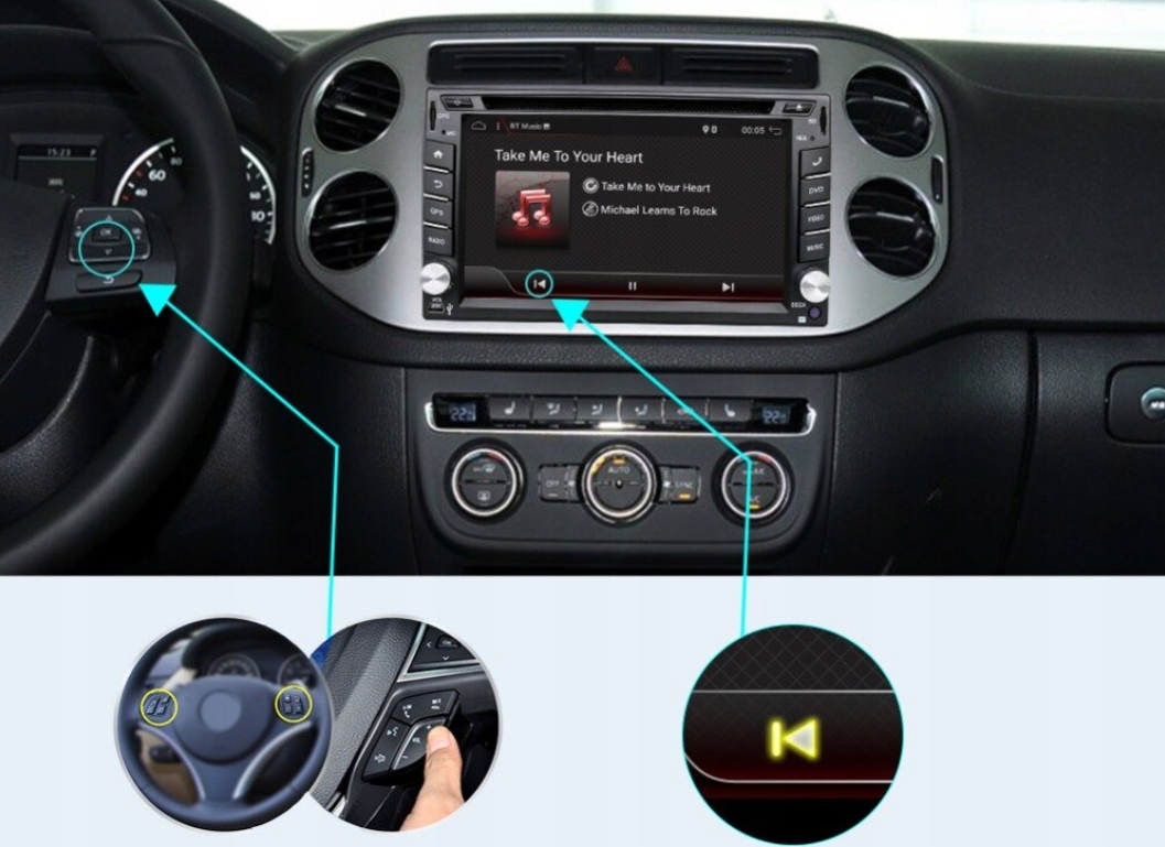 RADIO ANDROID 2DIN DVD GPS NAWI PX6 4/64 +KAM DSP! Komunikacja GPS Bluetooth Wi-Fi