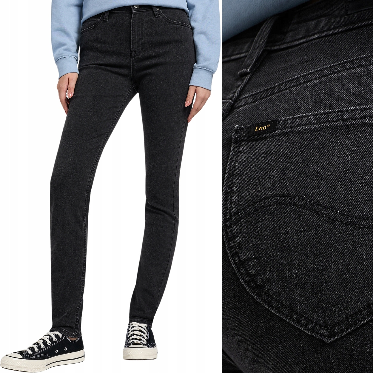Lee Scarlett High černé dámské vysoké džínové kalhoty úzké nohavice W27 L31