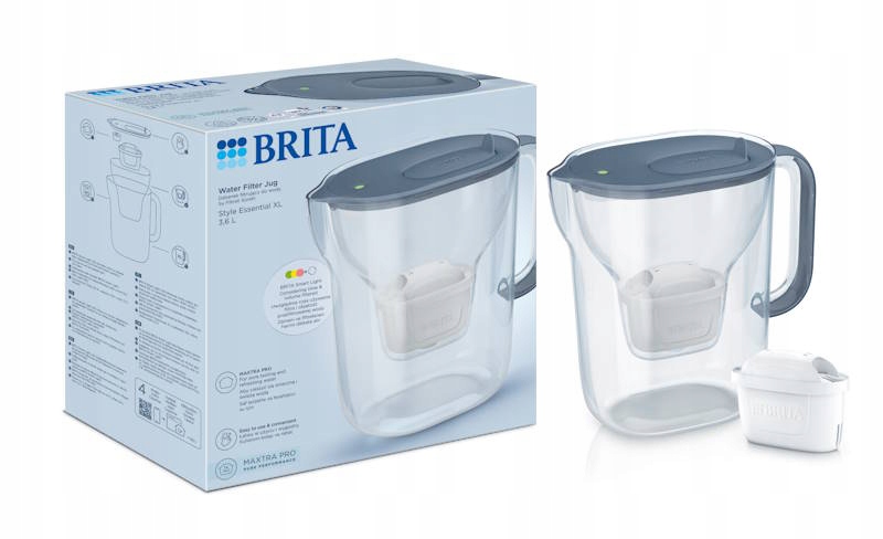 Dzbanek filtr Brita Style Essential XL 3,6L Szary Grafit z 1 Wkład Maxtra