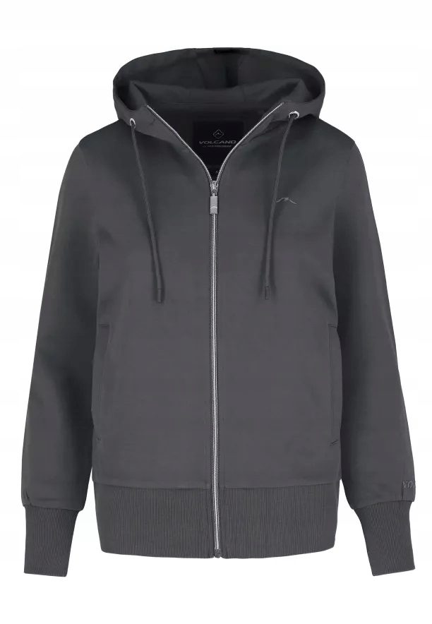 Grafitová dámská rozepínací mikina s kapucí s kapucí Volcano