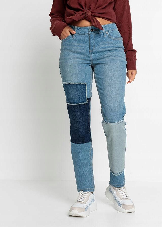 SPODNIE JEANSOWE Z OZDOBNYMI ŁATAMI BONPRIX 42