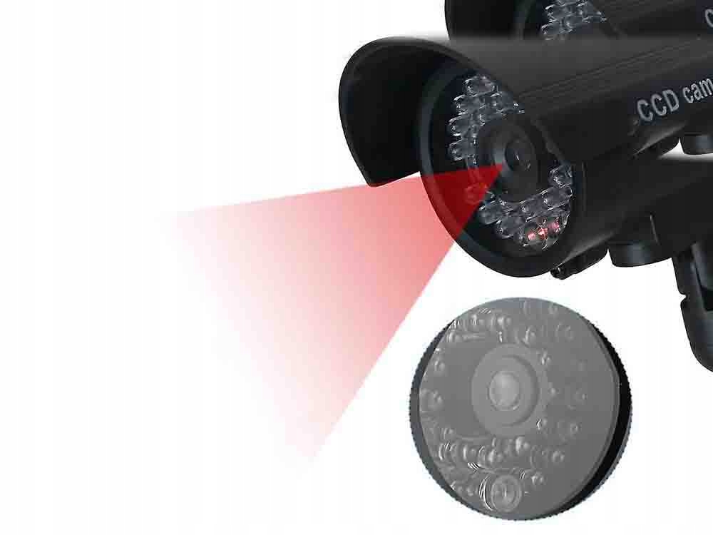 ATRAPA SOLARNA KAMERY CCTV KAMERA MIGAJĄCA DIODA LED +NAKLEJKA +KOŁKI MONTA Kod producenta ATRAPA KAMERY SOLARNA