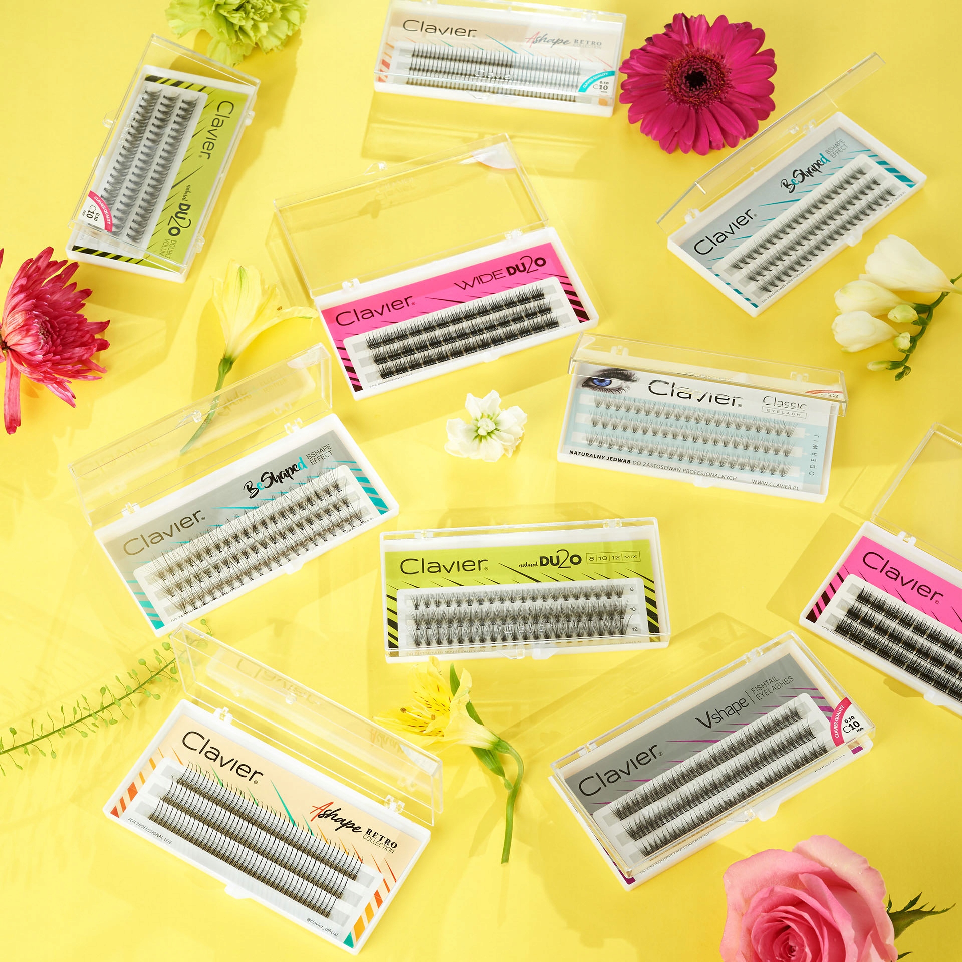 RZĘSY CLAVIER VSHAPE 8MM Grubość rzęs 0,10