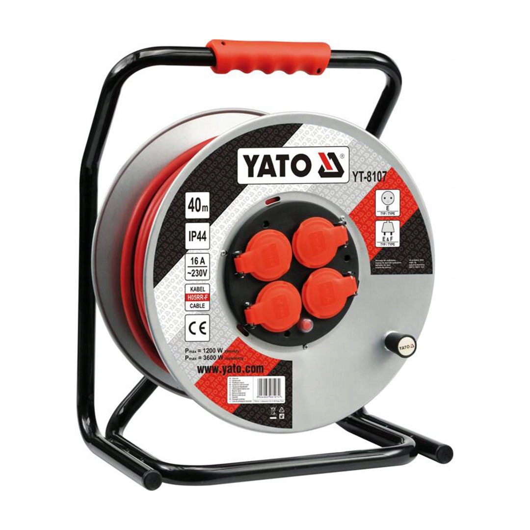 Predlžovací Kábel bubnový 40 m Yato YT-8107 4-zásuvkový kábel 3x2,5 mm