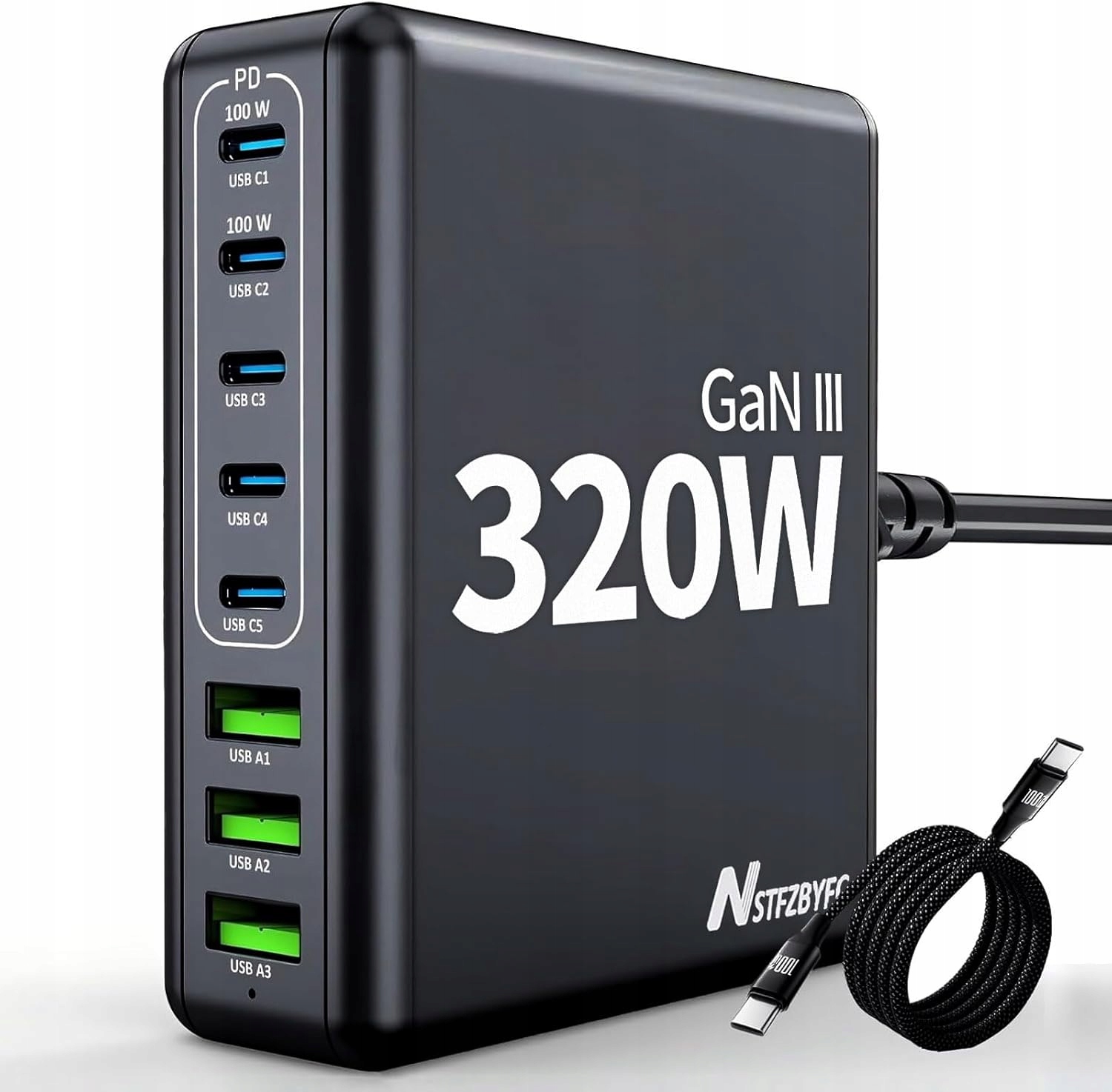 GaN Nabíječka pro notebook Nabíjecí stanice pro iPhone, MacBook Pro/Air, iPad 320W