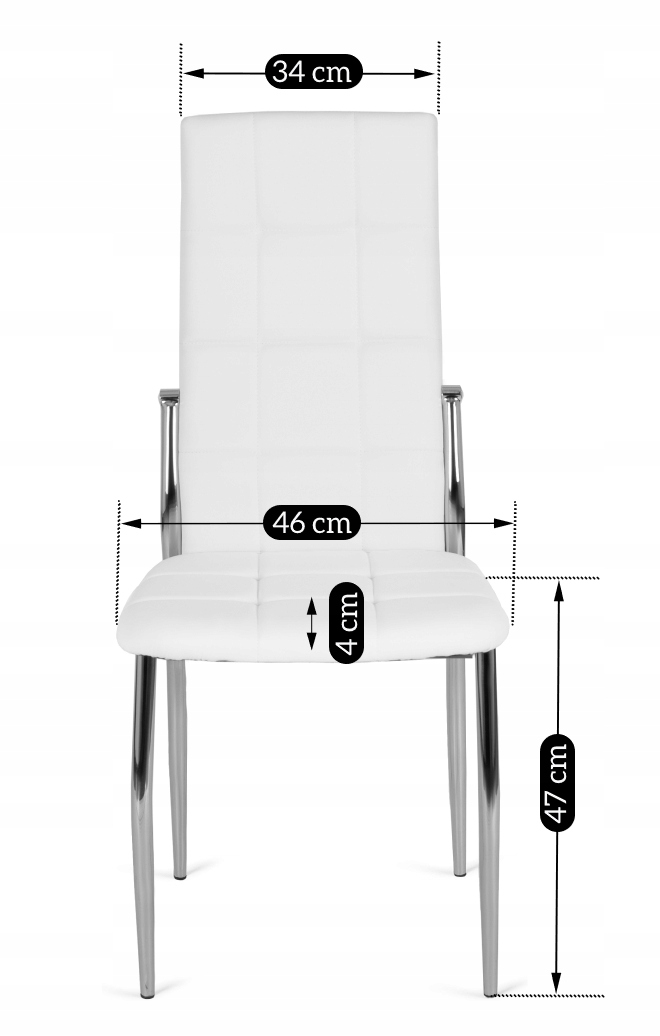 Wymiary krzesła MOLLY – rzut 1