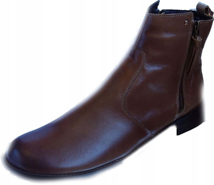 

ExsSKÓRZANE Botki Jasny Brąz tęgośc G Obcas 3 CM 4