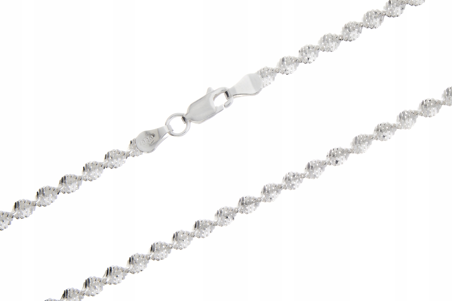 Krásný Stříbrný Řetízek S Kroucenou Páskou 55 CM Italy