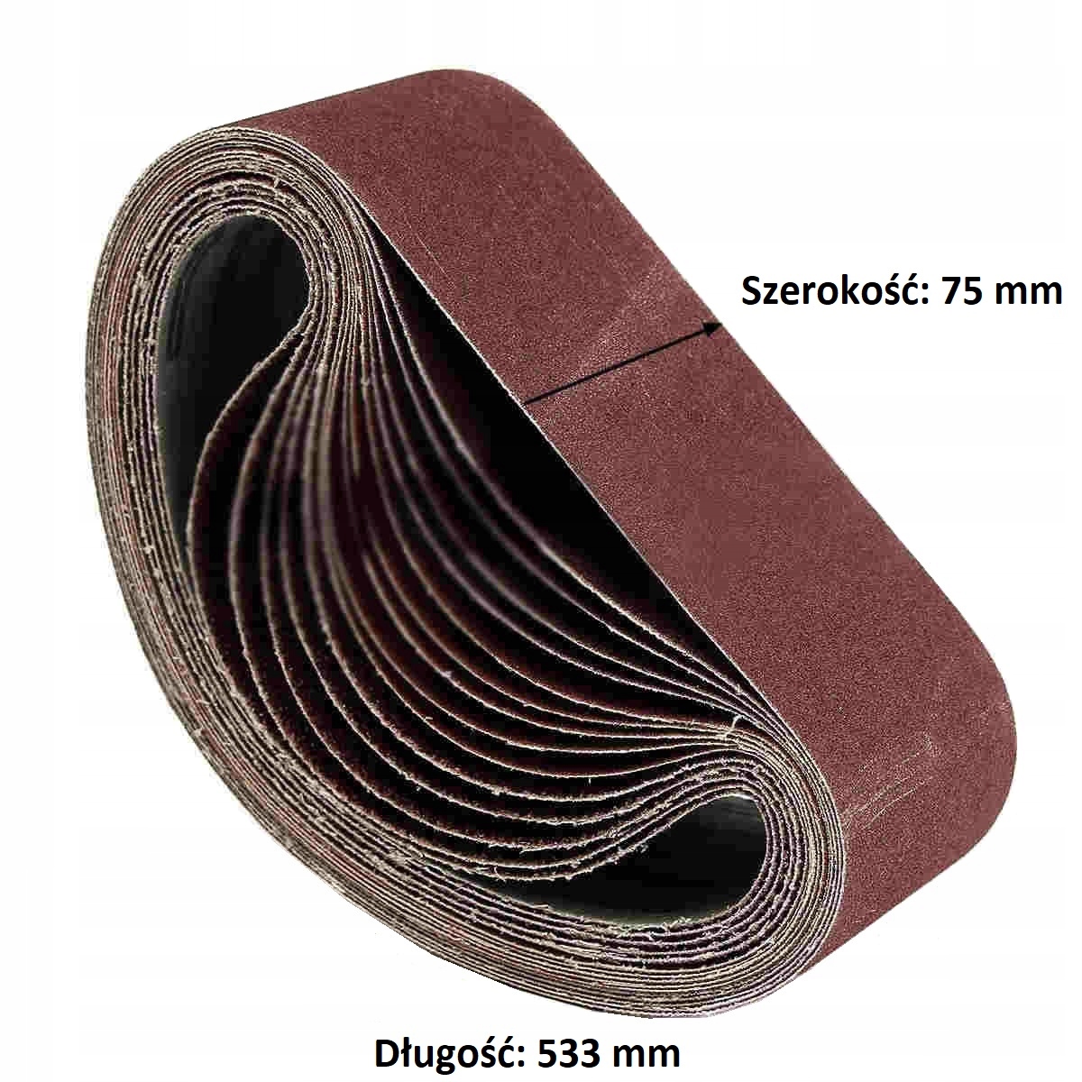 TAŚMA PAS BEZKOŃCOWY 75x533mm PAPIER ŚCIERNY P60 10 sztuk Marka TurboTools