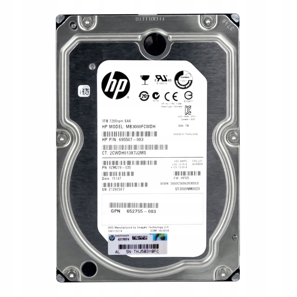 Hp 695507-003 3TB 7.2K 128MB SAS-2 3.5'' MB3000FCWDH