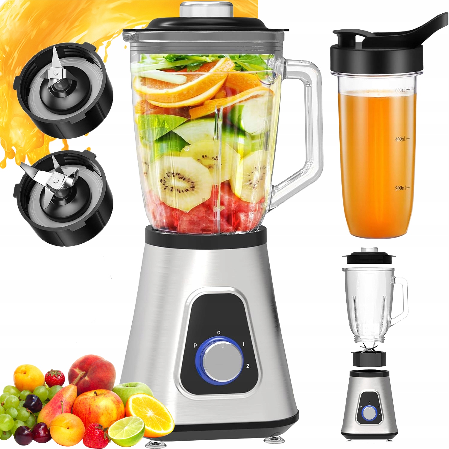 Kalichový Mixér Na Koktejly 1,5 L 1300 W Lahev Na Pití 600 ML Na Ovoce A Zeleniny