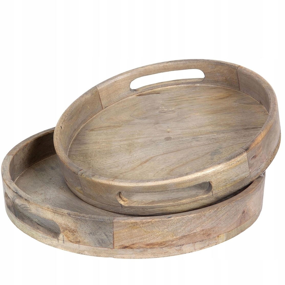 Kuchyňský Podnos Kulatý Dřevěný Na Nádobí Boho Do Obývacího Pokoje Domu Set 2ks