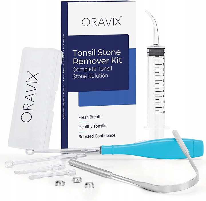 Zestaw Led do usuwania kamieni migdałkowych , skrobaczka, skrobak do języka